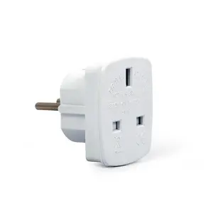 Power plug adapter Type G to Type F Gembird A-AC-UKEU-001, 7.5 A, white, 35×115×190 mm