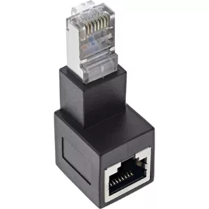 Патч-корд адаптер Cat.6A InLine 69991B RJ45 Male/Female 90° вниз