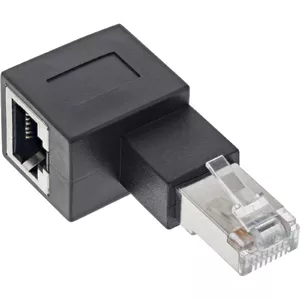 InLine patch cord adapter Cat.6A RJ45 male/female angled 90° left