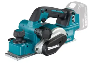 Рубанок ручной электрический Makita DKP181Z, 18 В, ширина строгания 82 мм, толщина стружки до 3 мм, холостой ход 12 000 об/мин, глубина выборки 0–25 мм