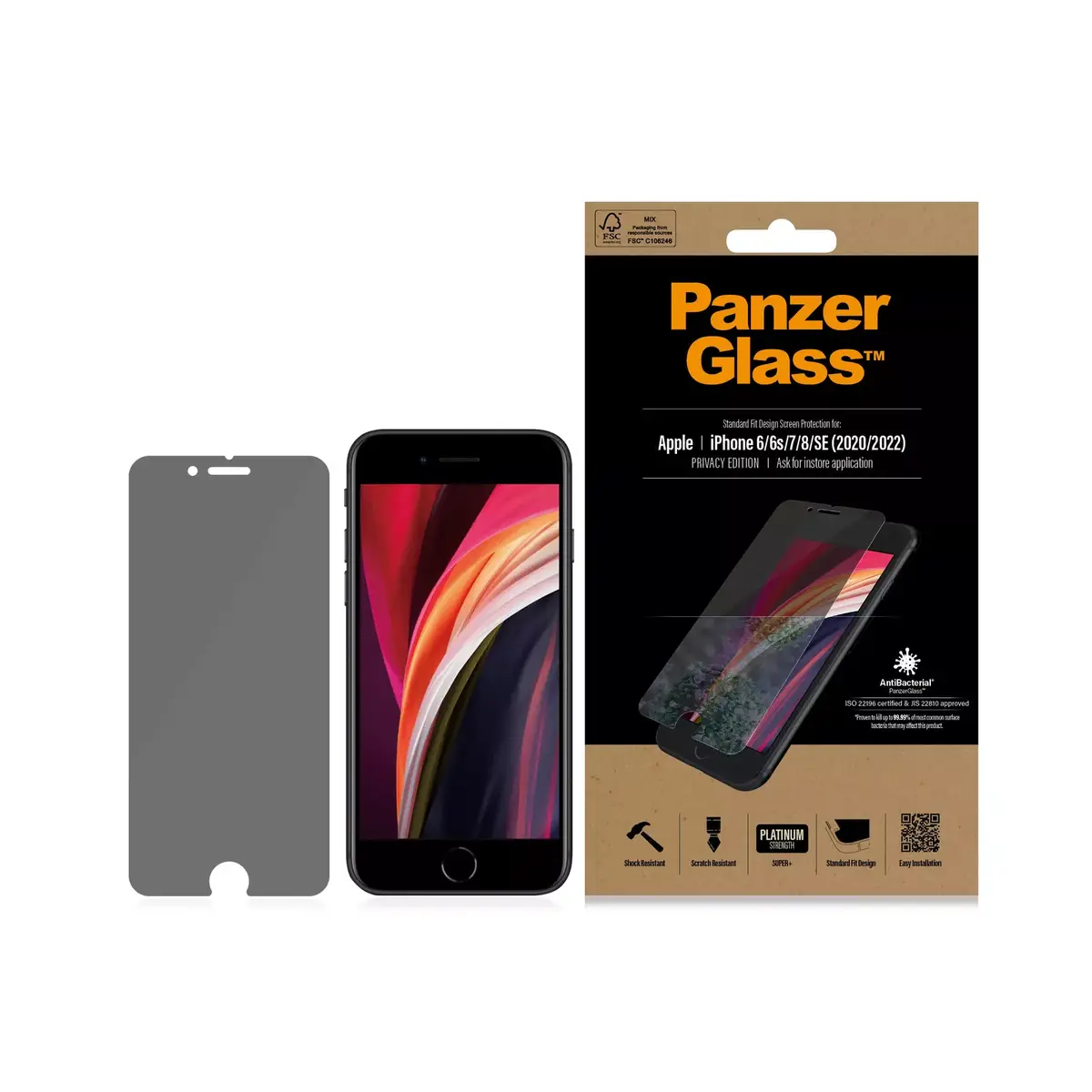 Privātuma ekrāna aizsargstikls PanzerGlass Apple iPhone SE 2020 8 7 6 6s Photo 3