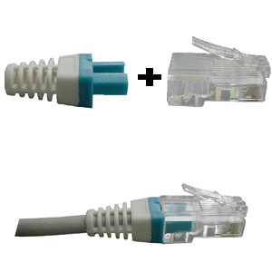 RJ45 aizsargmufka DATACOM 4300 zils/balts, 100 gab.