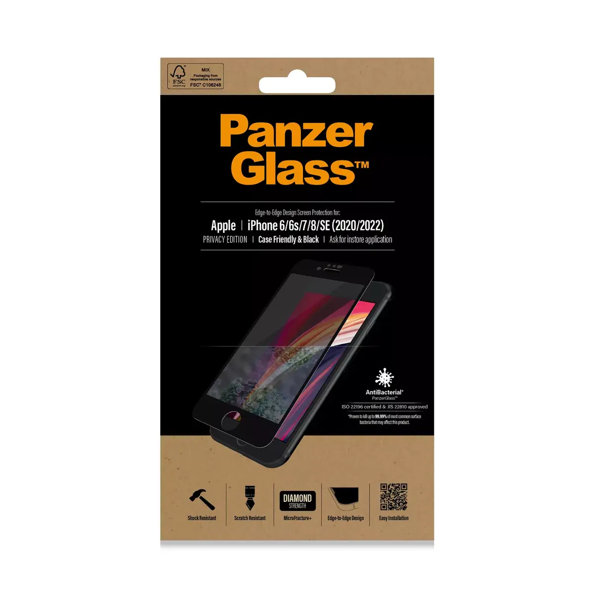 Privātuma ekrāna aizsargstikls PanzerGlass Apple iPhone SE (2020/2022) Photo 2