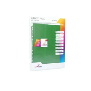 Card sleeves Gamegenic 18-pocket pages sideloading green, for binders/collecting cards