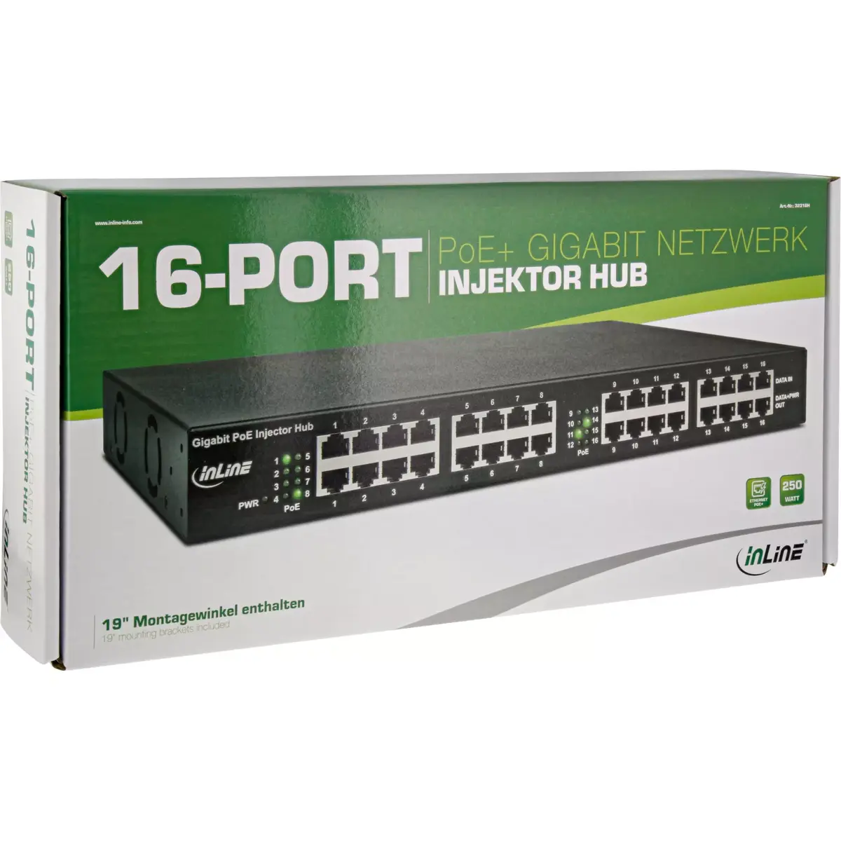 InLine PoE+ Gigabit Injector Hub 16 Port PoE+ Photo 4