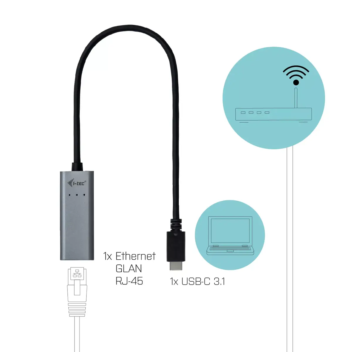 Адаптер USB-C Gigabit Ethernet i-tec C31METALGLAN Photo 6