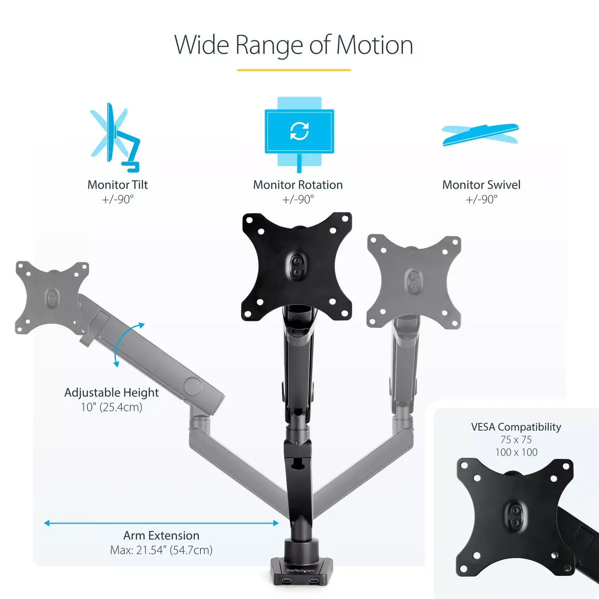 Desk Mount Monitor Arm StarTech.com ARMSLIM2USB3 Photo 11