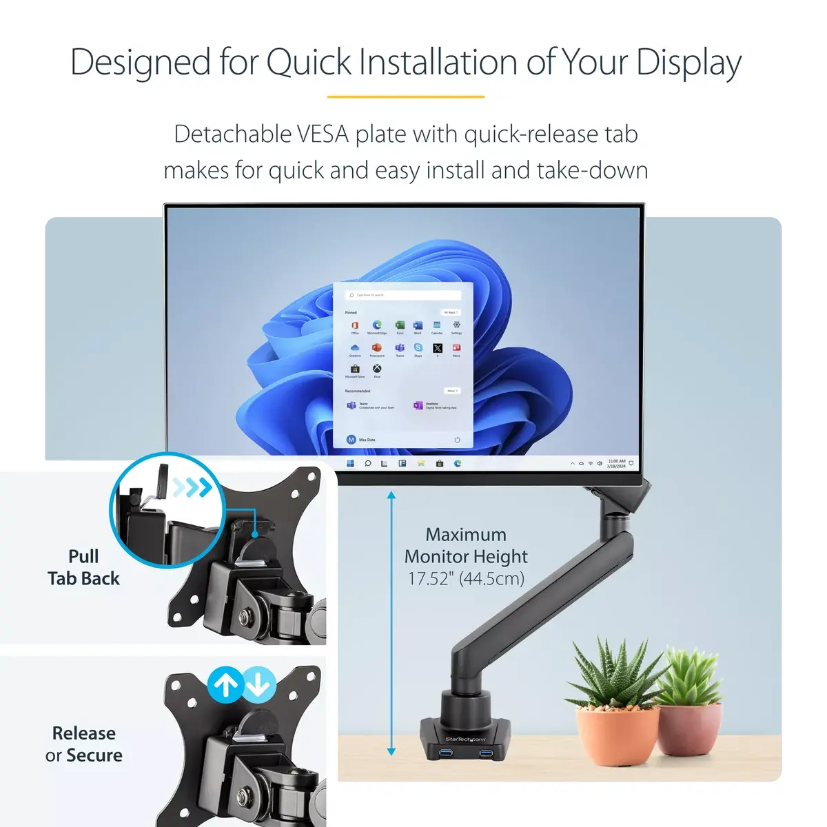 Desk Mount Monitor Arm StarTech.com ARMSLIM2USB3 Photo 13