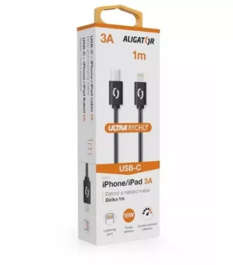 Lightning kabelis Aligator KALP3AUCLIBK 1m Melns