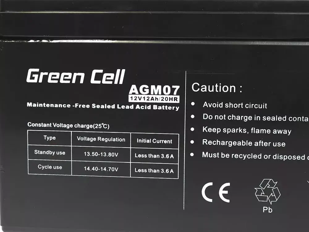 AGM akumulators Green Cell 12V 12Ah Photo 2