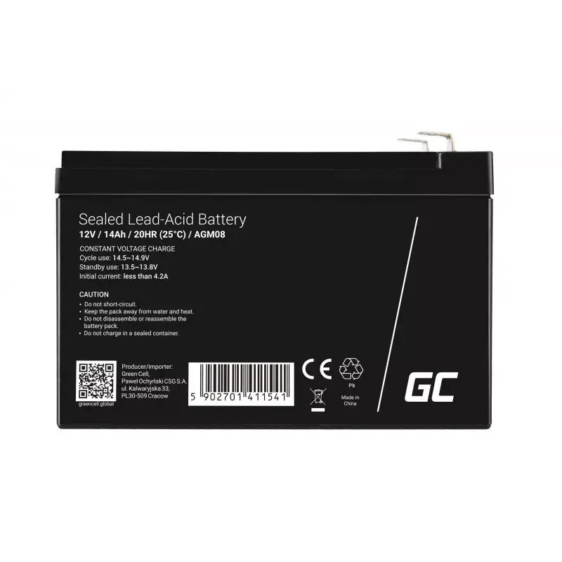 Akumulators Green Cell AGM08 12 V 14000 mAh Photo 2