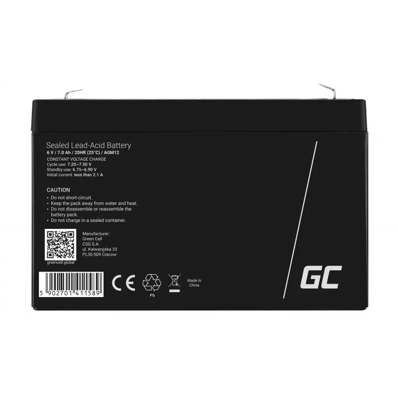 Green Cell AGM12 6 V 7000 mAh svina-skābes akumulators Photo 3