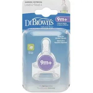 Соски для бутылочек DRBROWNS Wide Neck Art.313-INTL с регулируемой скоростью потока, размер 9+, 2 шт.