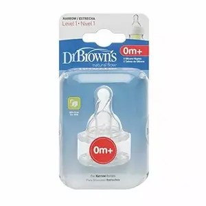DRBROWNS Plata kakla barošanas pudeles knupīši Art.302-INTL, regulējams tecējums, 0m+, 2 gab.