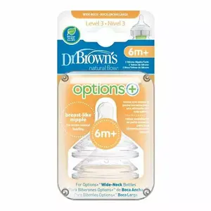 Соски для бутылочек DRBROWNS Options+ WN3201-INTL широкое горло, размер 6+ мес., 2 шт.