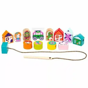 Cubika Lacing Toy Art.14309 — wooden threading beads set for fine motor skills