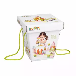 Wooden Building Blocks Cubika Art.113100 — 55-piece set, assorted shapes and sizes