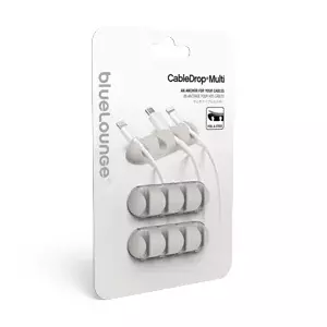 Kabeļu turētājs BlueLounge CableDrop Multi galdam, balts, TPU, 65.5×20.3×10.7 mm