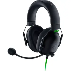 Wired gaming headset Razer BlackShark V2 X — binaural, 3.5 mm, 32 Ω, 100 dB, noise-canceling boom mic, 1.3 m cable, green/black