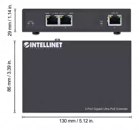 Сетевой передатчик Intellinet 2-Port Gigabit Ultra PoE Extender Photo 4