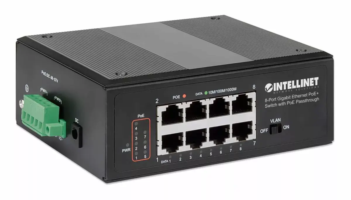 Rūpnieciskais slēdzis Intellinet 8-Port Gigabit Ethernet PoE+ Photo 2