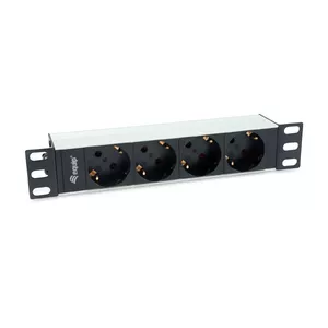 Устройство распределения питания Equip 333311 4 AC розетки 1U Черный Серебристый