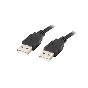 USB A–A kabelis LANBERG CA-USBA-20CU-0010-BK — USB 2.0, 1 m, melns, niķeļots kontakti