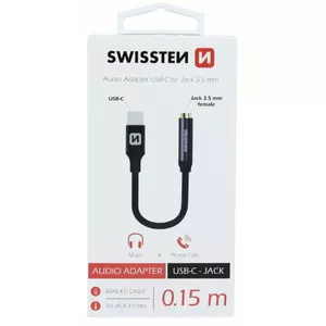 Swissten USB-C un 3,5 mm audio adapteris telefoniem 15 cm melns