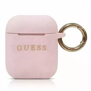 Silikona aizsargvāks GUESS GUACCSILGLLP rozā priekš Apple AirPods (uzlādes korpusa pārvalks)