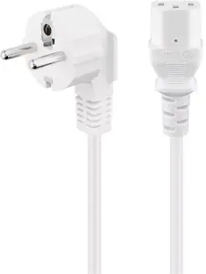 Power cord GOOBAY Angled IEC C13 to Power plug type F, 2 m, White