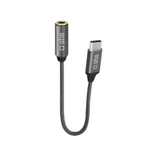 Mobilā tālruņa kabelis SBS TEADAPTJACKTYCK Melns 0.15 m USB C 3.5mm