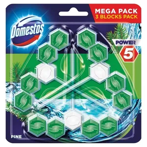 Domestos Power 5 tualetes poda apmales bloks priedes 3x55g