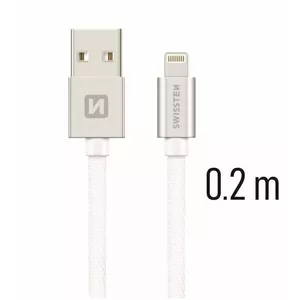 Кабель SWISSTEN Lightning для передачи данных и зарядки SW-QU-LIGH-3A-0.2M-SI — Lightning, 3A, 20 см, серебристый
