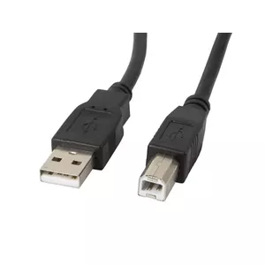 USB A–USB B kabelis LANBERG CA-USBA-10CC-0005-BK, USB 2.0, 0,5 m, melns, zelta pārklājuma kontakti