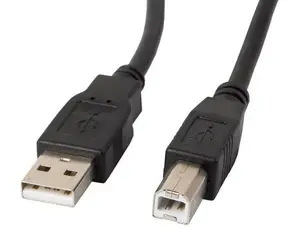 USB A–USB B kabelis LANBERG CA-USBA-10CC-0005-BK, USB 2.0, 0,5 m, melns, zelta pārklājuma kontakti