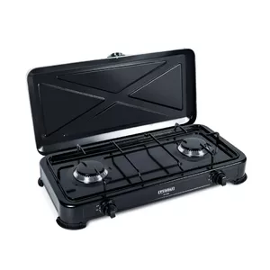 Tabletop gas hob PROMIS KG200C — 2-zone black gas cooker (outdoor use, no reducer)