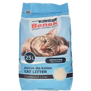 Clumping cat litter super benek Super Benek Compact Natural 25L — 25 L bentonite granules, fast-absorbing, odor elimination