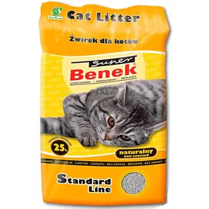 Clumping Cat Litter super benek Super Benek Compact Natural 25 L — bentonite granules, grey, biodegradable, odor-eliminating