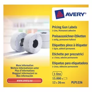 Avery PLP1226 pašlīmējošā etiķete Cenu zīmīte Pastāvīgs Balts 15000 pcs