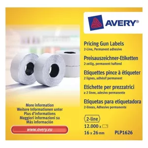 Avery PLP1626 самоклеящийся ярлык Ценовая этикетка Постоянный Белый 12000 шт