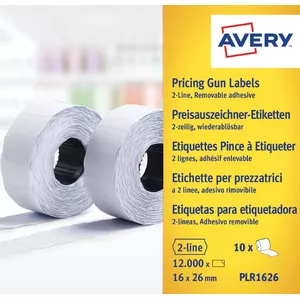 Avery PLR1626 self-adhesive label Price tag Removable White 12000 pc(s)