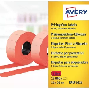 Avery RPLP1626 printera etiķete Sarkans Pašlīmējošās printera uzlīmes