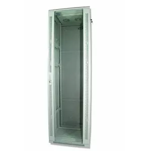 Floor switching cabinet ProBase F42-60x80-SET GR — 42U, 600x800 mm, glass doors, ceiling fan