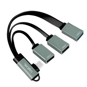 LogiLink UA0361 interfeisa centrmezgls USB 3.2 Gen 1 (3.1 Gen 1) Type-C 5000 Mbit/s Sudrabs