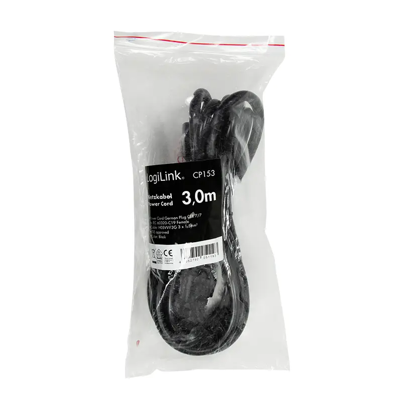 LogiLink CP153 Power Cable 3 m CEE7/7 to C19 Photo 4
