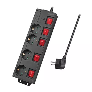 Удлинитель LogiLink LPS251 1.5м 4 AC розетки Черный