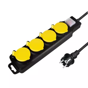 Удлинитель LogiLink LPS254 1.5м 4 розетки для улицы черный желтый