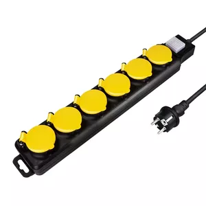 Удлинитель LogiLink LPS256 1.5м 6 AC розеток уличный черный желтый