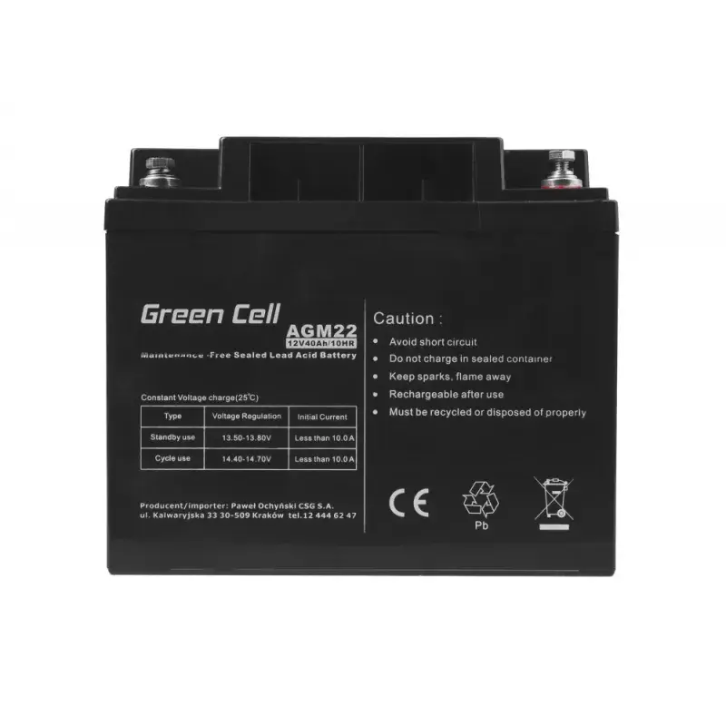 Аккумулятор UPS Green Cell AGM22 12В 40А·ч Photo 5