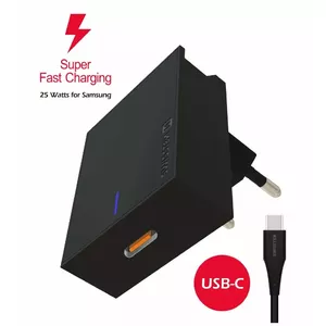 SWISSTEN Premium 25W Samsung Super Fast Charging Travel Charger with 1.2m USB-C to USB-C Cable